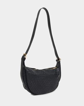 women basket-weave hobo bag with top handle