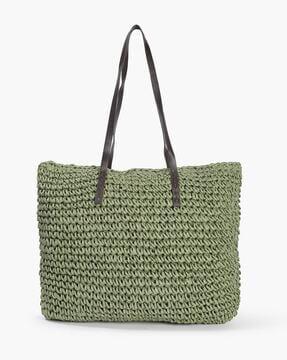 women basket woven shoulder bag