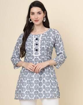 women batik print fitted tunic