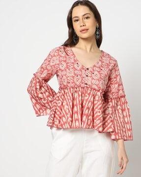 women batik print regular fit top