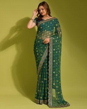 women batik print saree with lace border