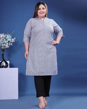 women batik print straight kurta