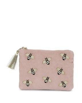 women bee embellished cosmetic pouch