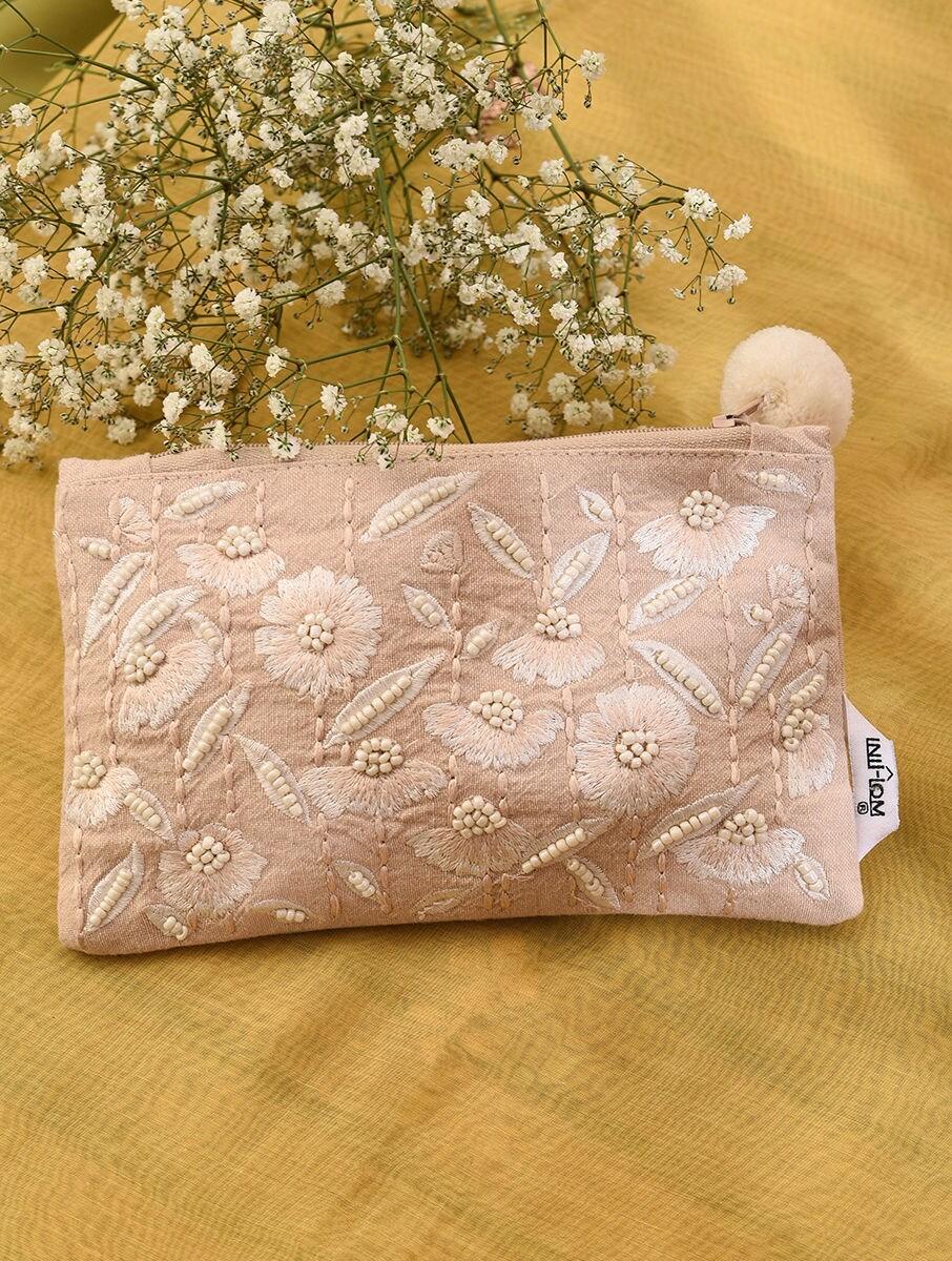 women beige brown cotton fabric wristlet sleeves &amp; pouches