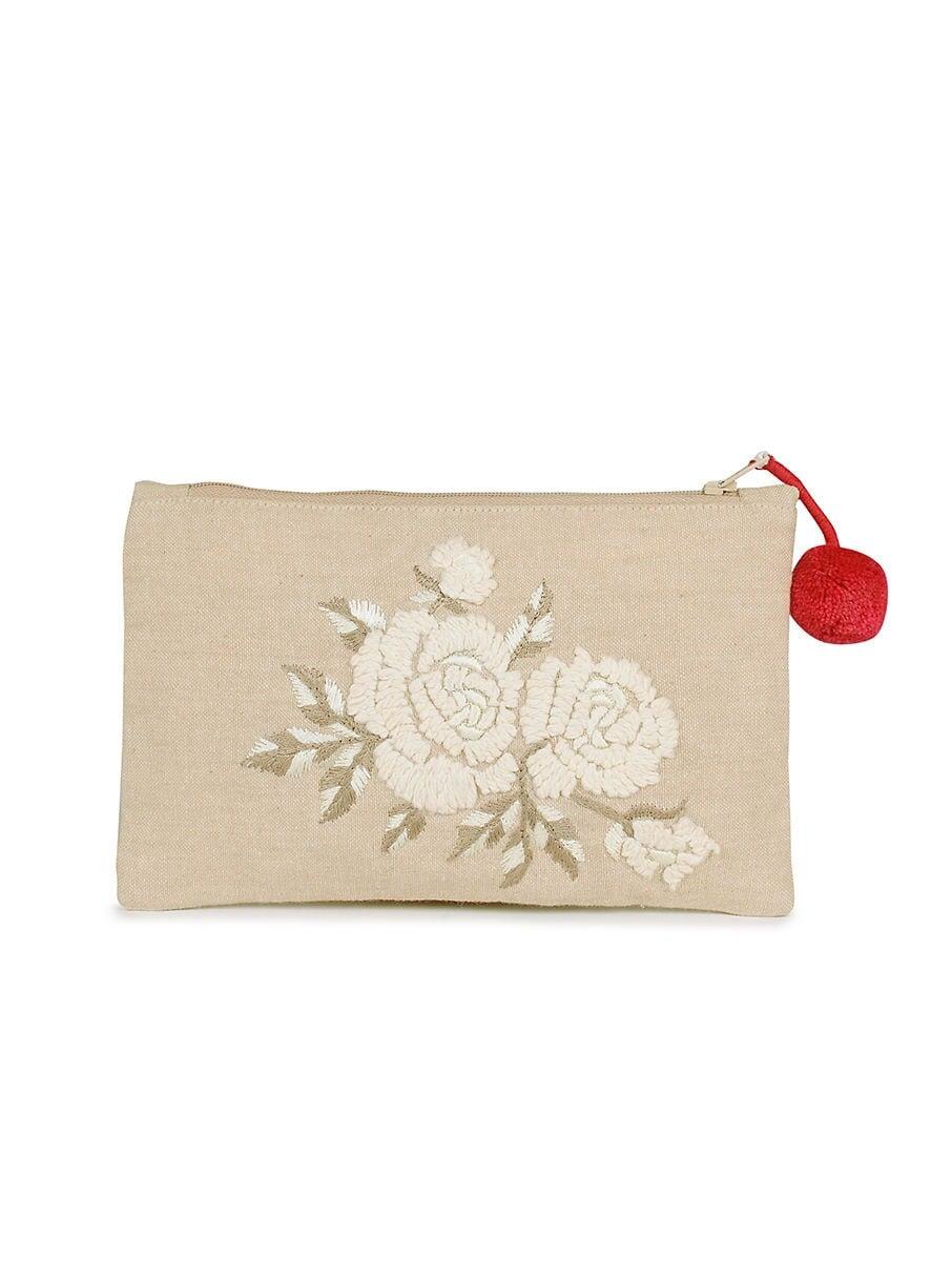 women beige brown cotton fabric wristlet sleeves &amp; pouches