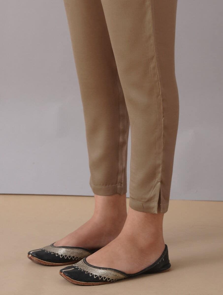 women beige brown modal solid regular regular fit pants