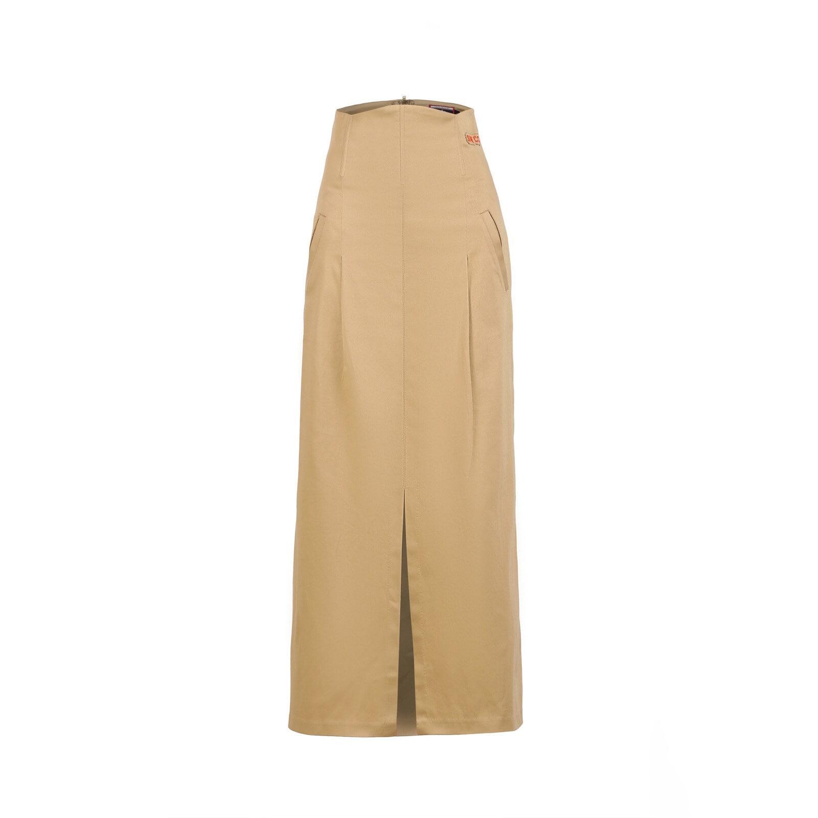 women beige corseted skirt