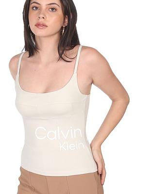 women beige corseting tank top