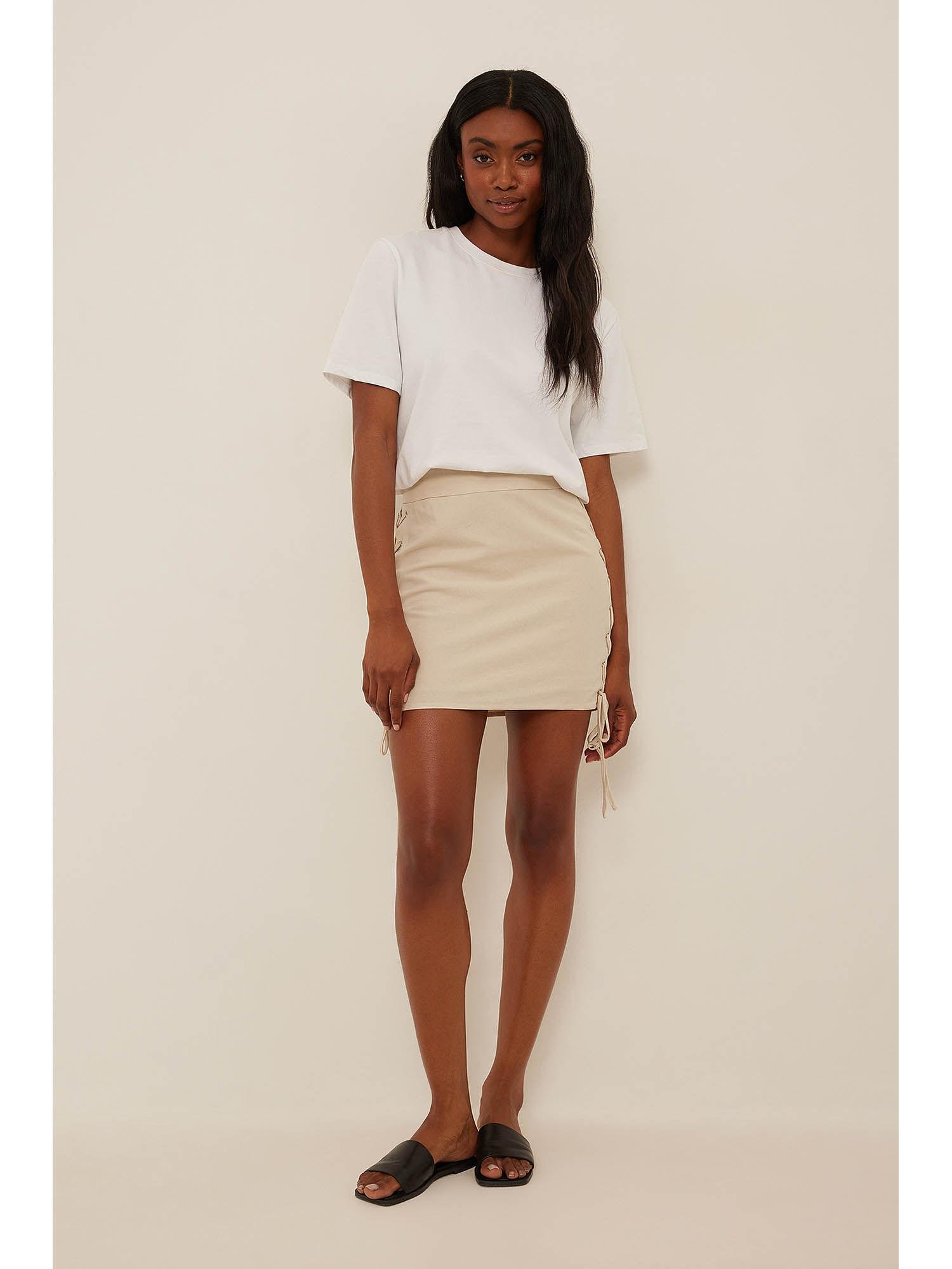 women beige detailing pencil skirt