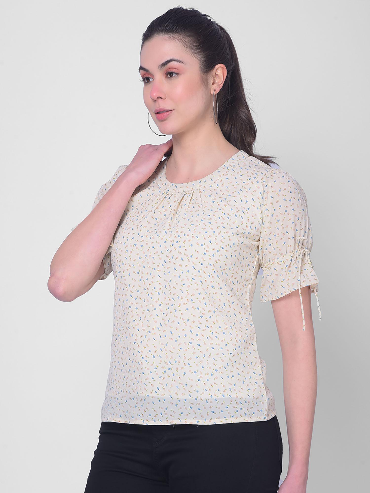 women beige floral top