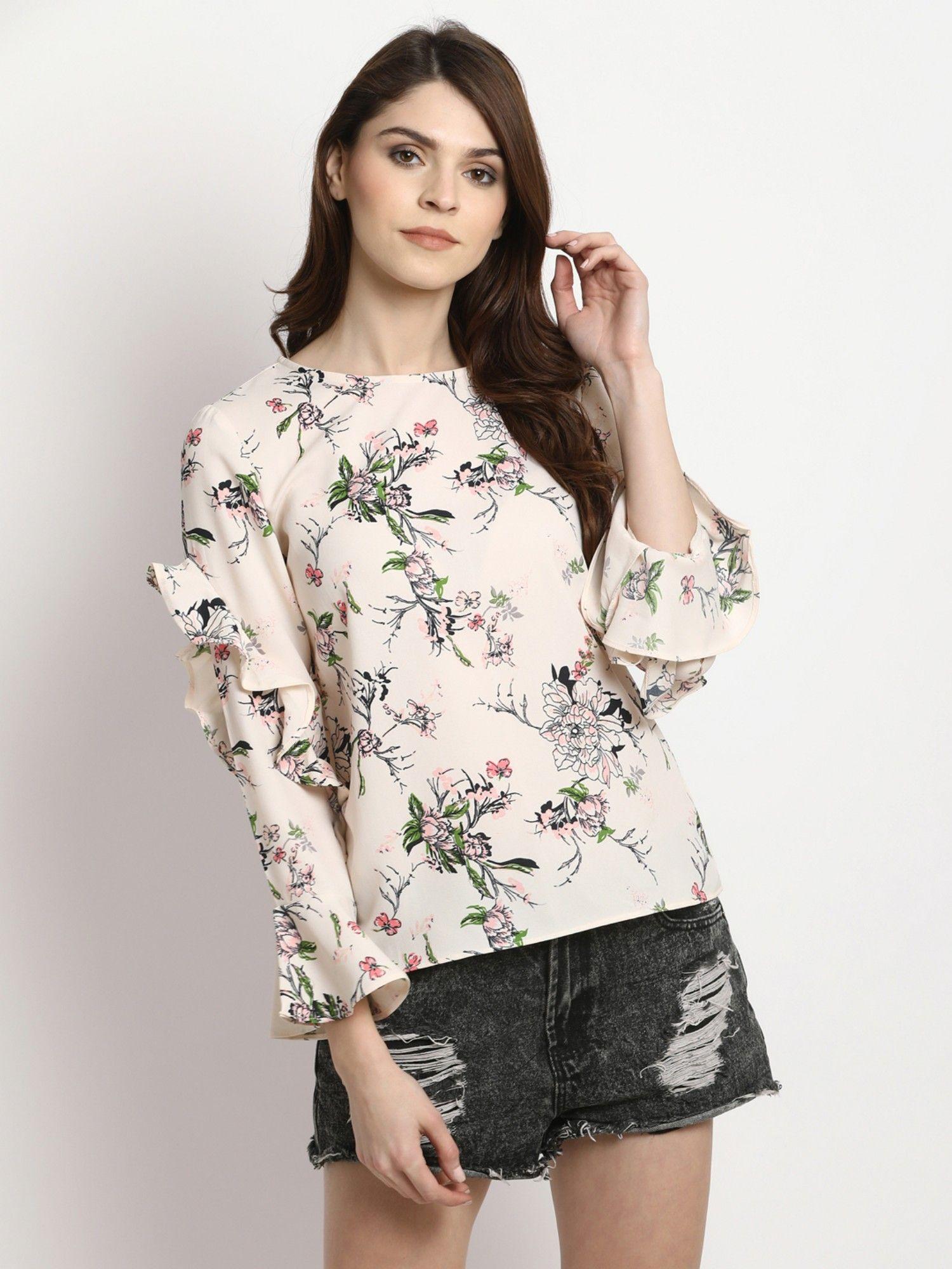 women beige printed top