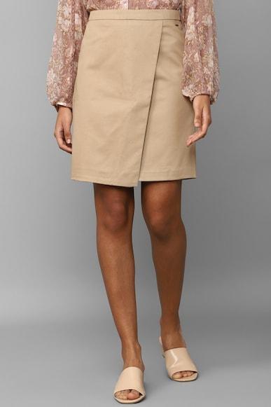 women beige solid casual skirt