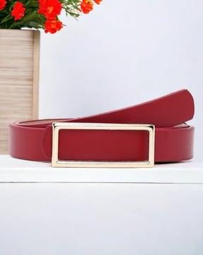 women belt with rectangular-buckle closure