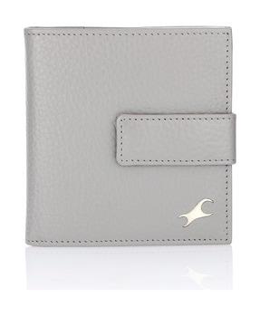 women bi-fold wallet with metal logo
