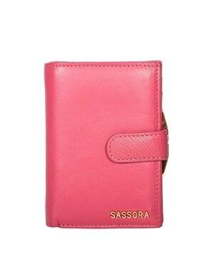 women bi-fold wallet with snap button closure