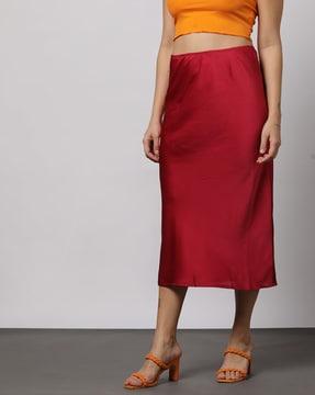 women bias cut straight skirt