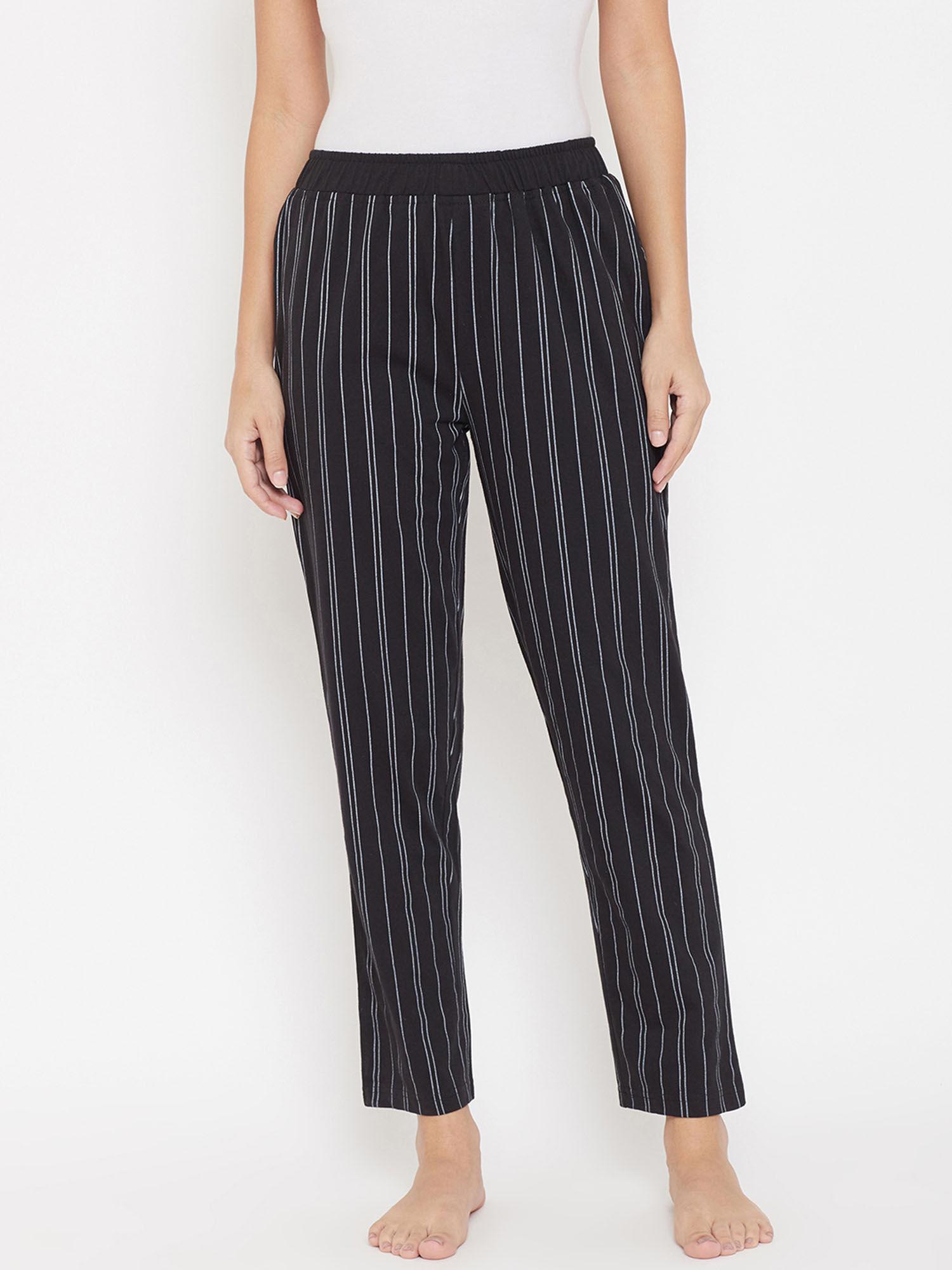 women black & white striped lounge pants