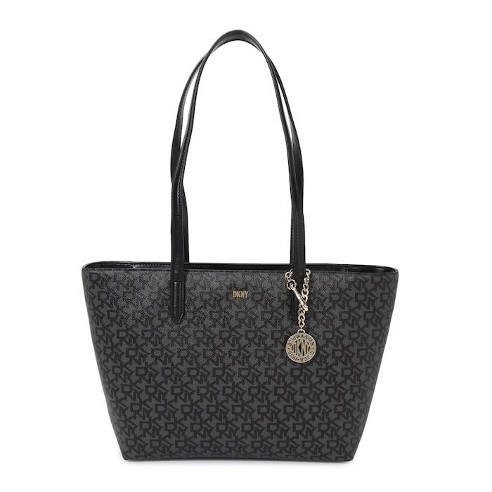 women black all-over brand name tote bag