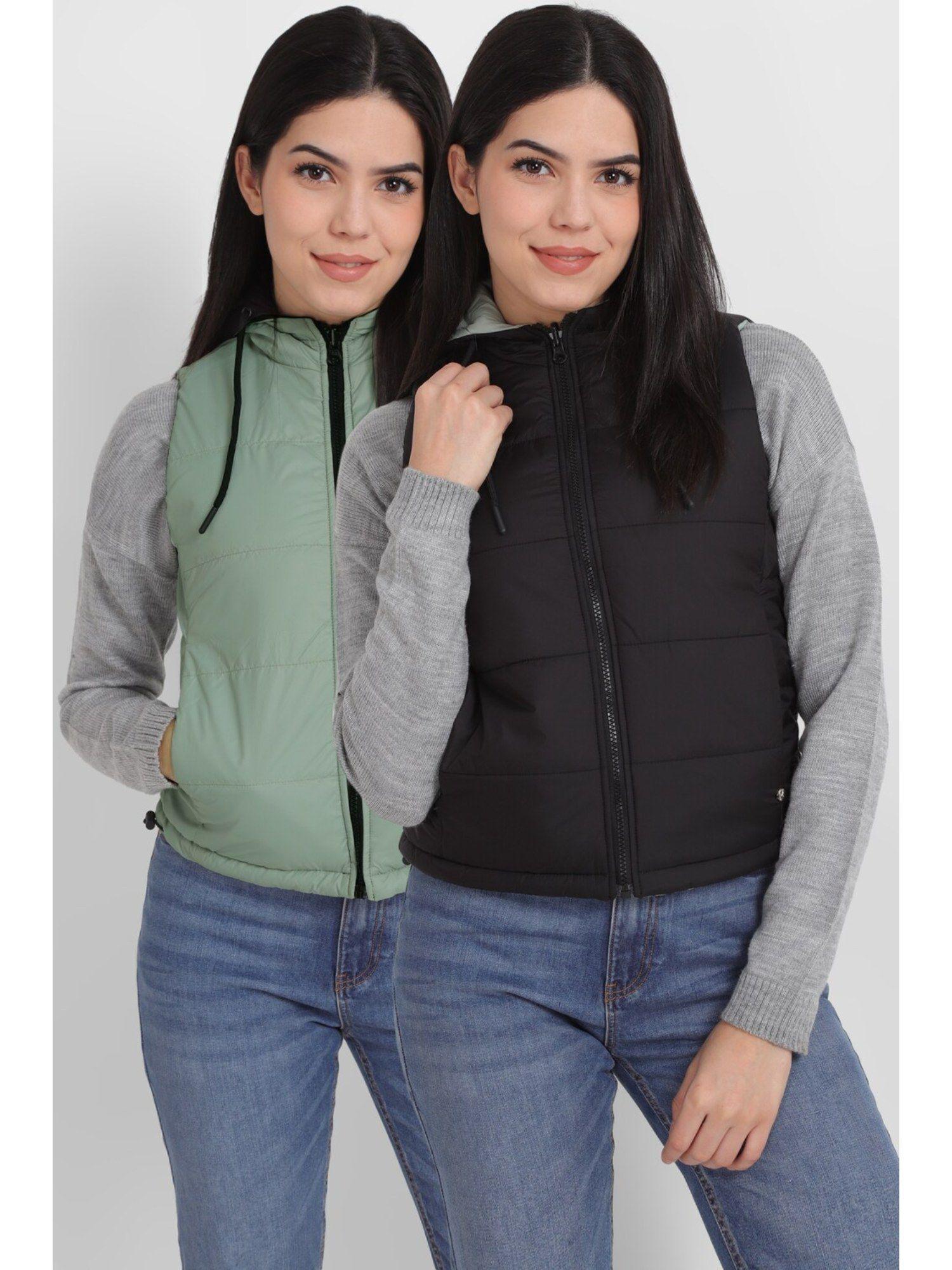 women black and green reversible solid bomber jacket