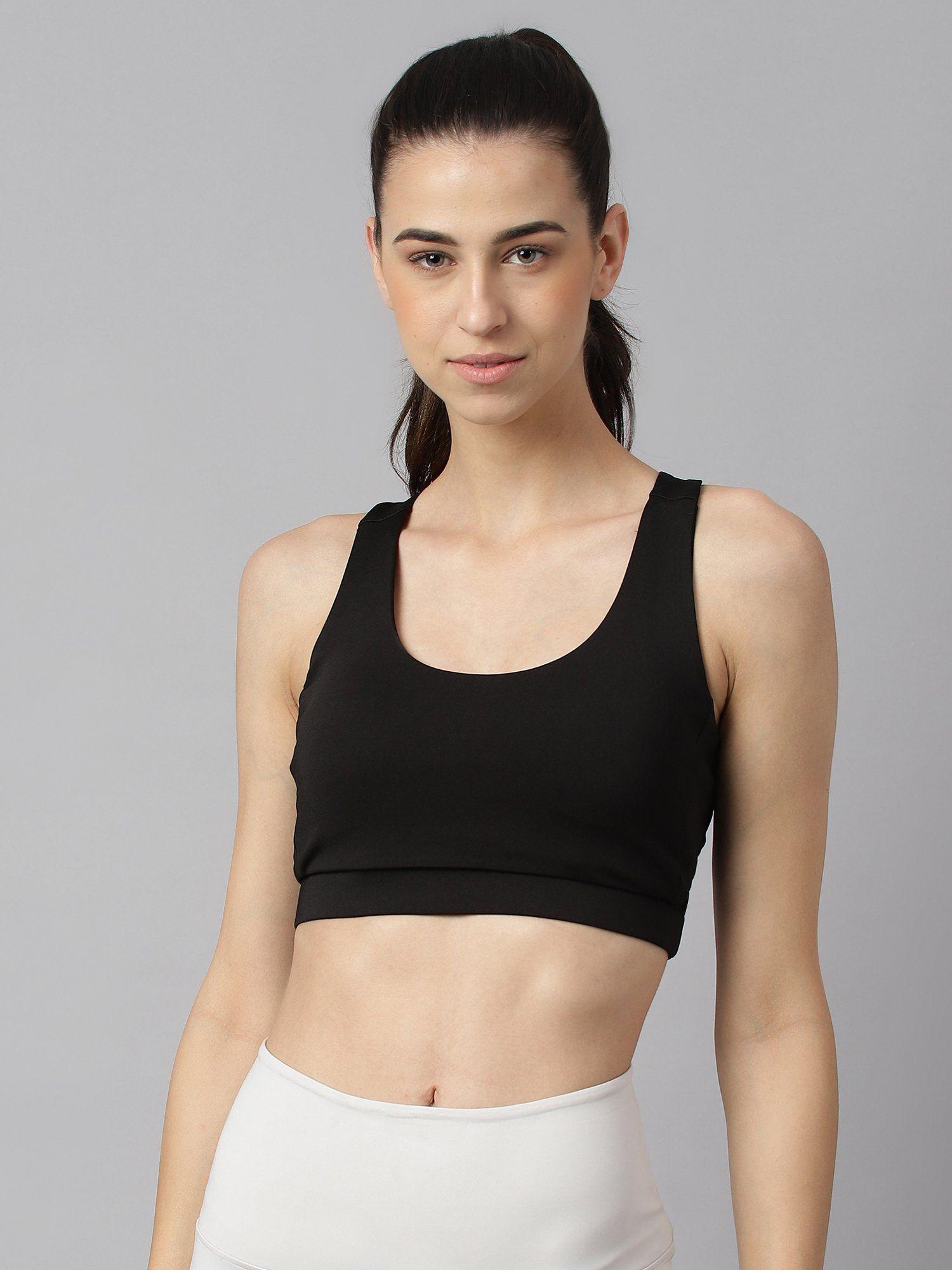 women black anti static slim fit low impact sports bra