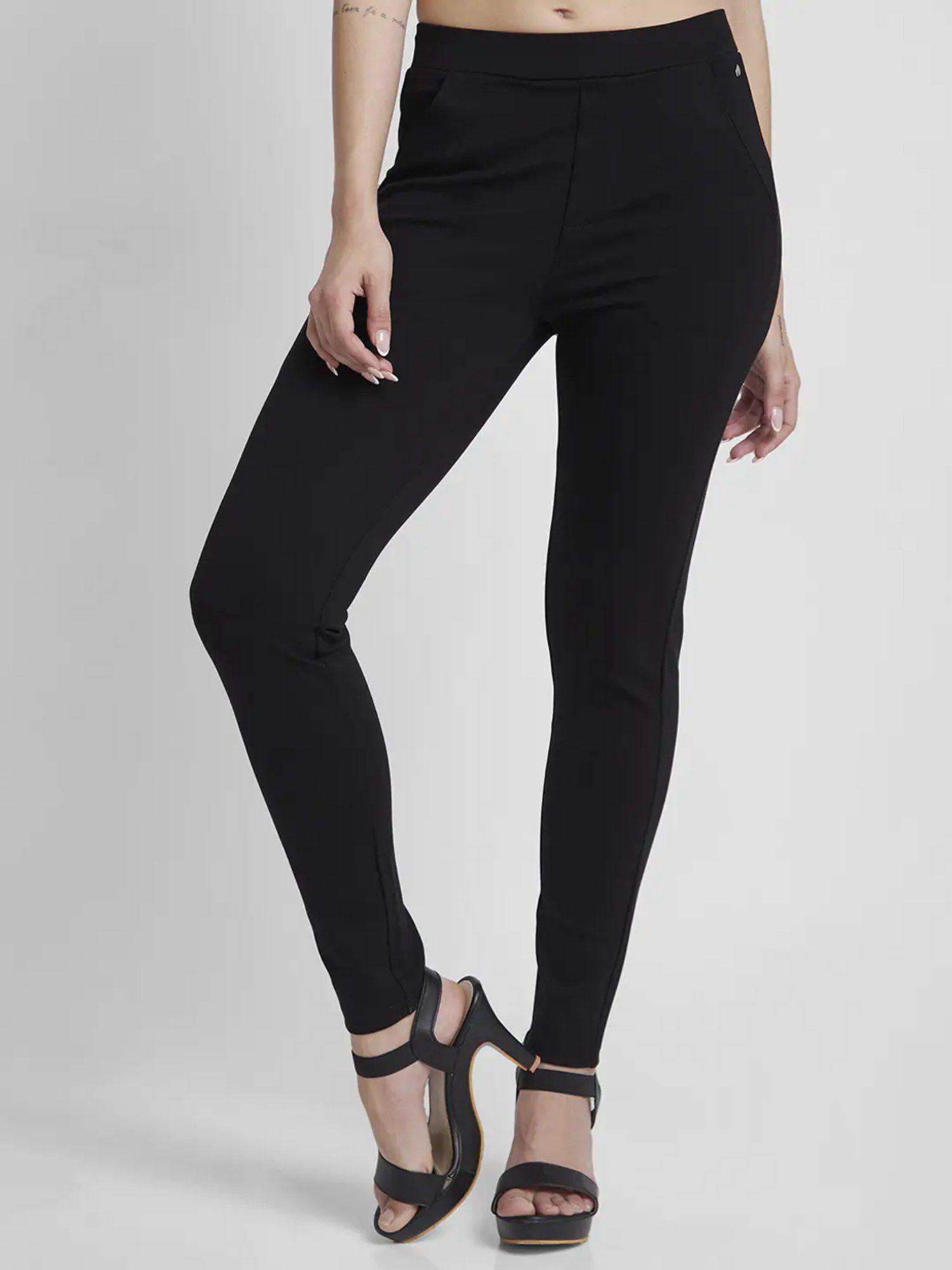 women black blended skinny fit ankle length trackpant