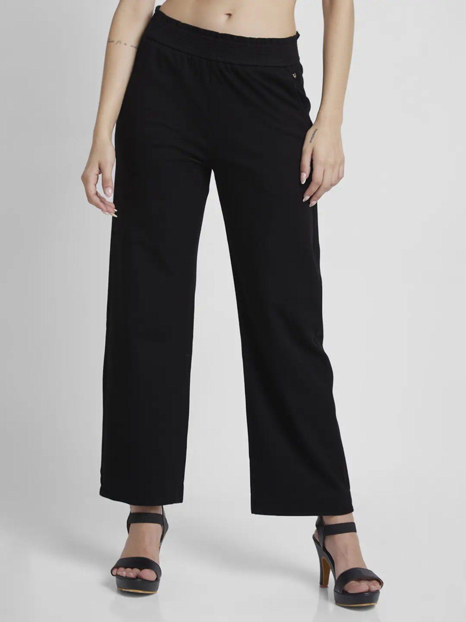 women black blended tapered fit ankle length trackpant