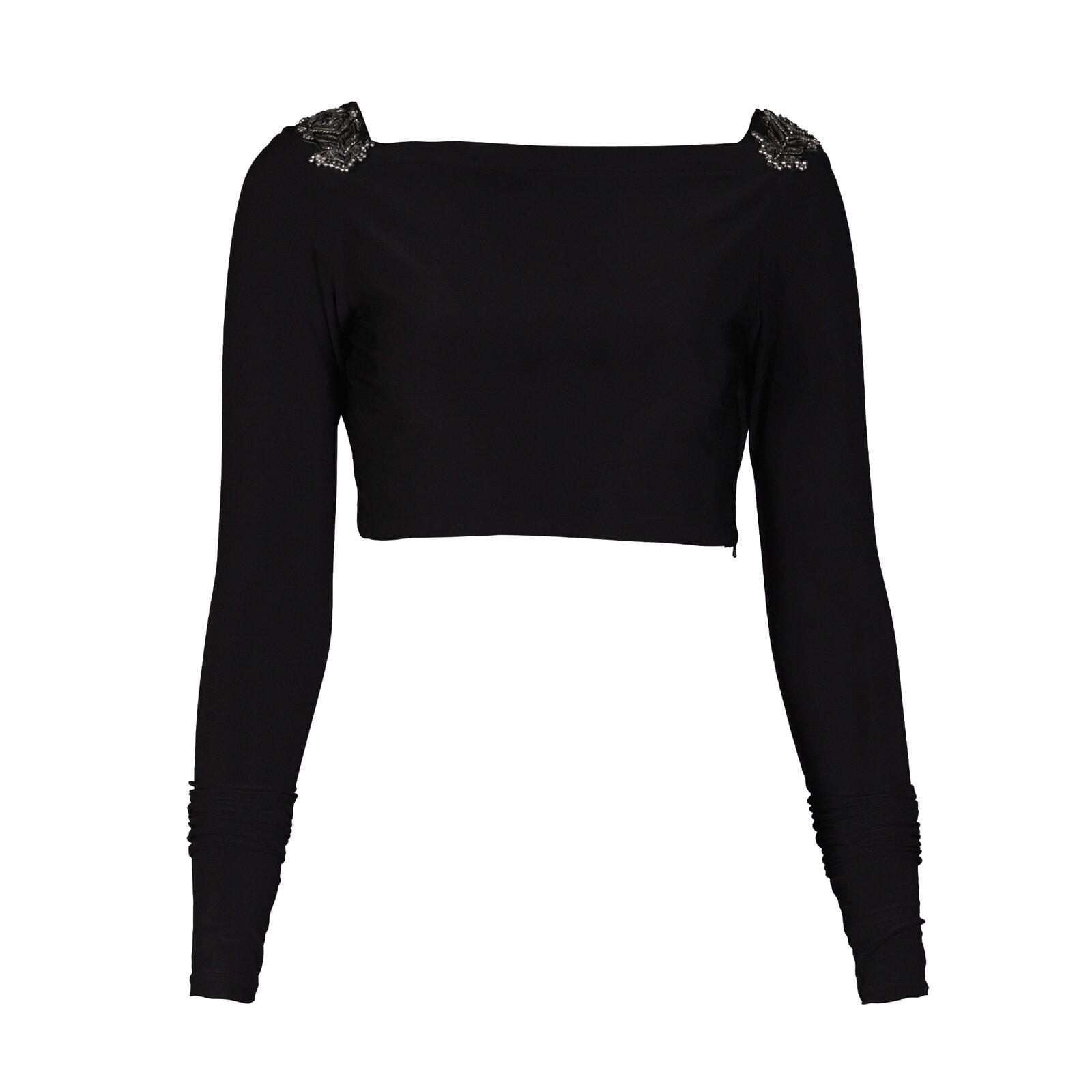 women black boat neck top