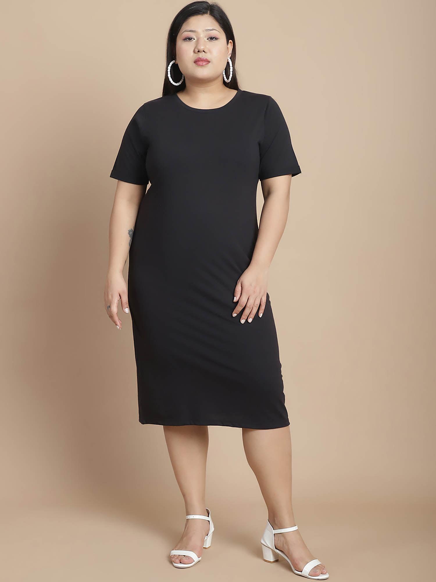 women black bodycon jersey dress