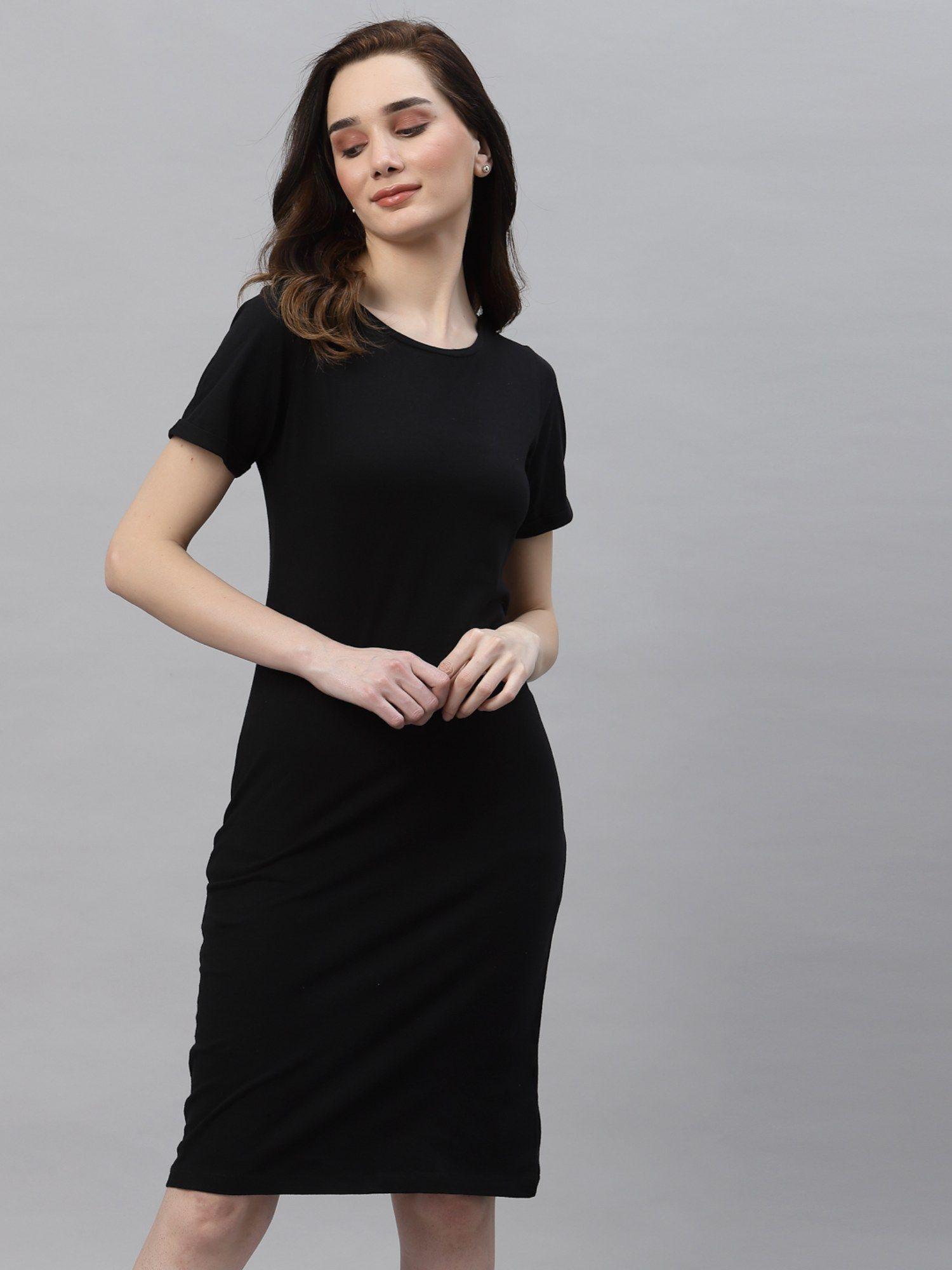 women black bodycon jersey dress