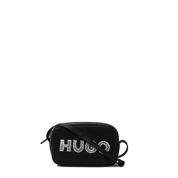 women black bold hugo branding crossbody bag