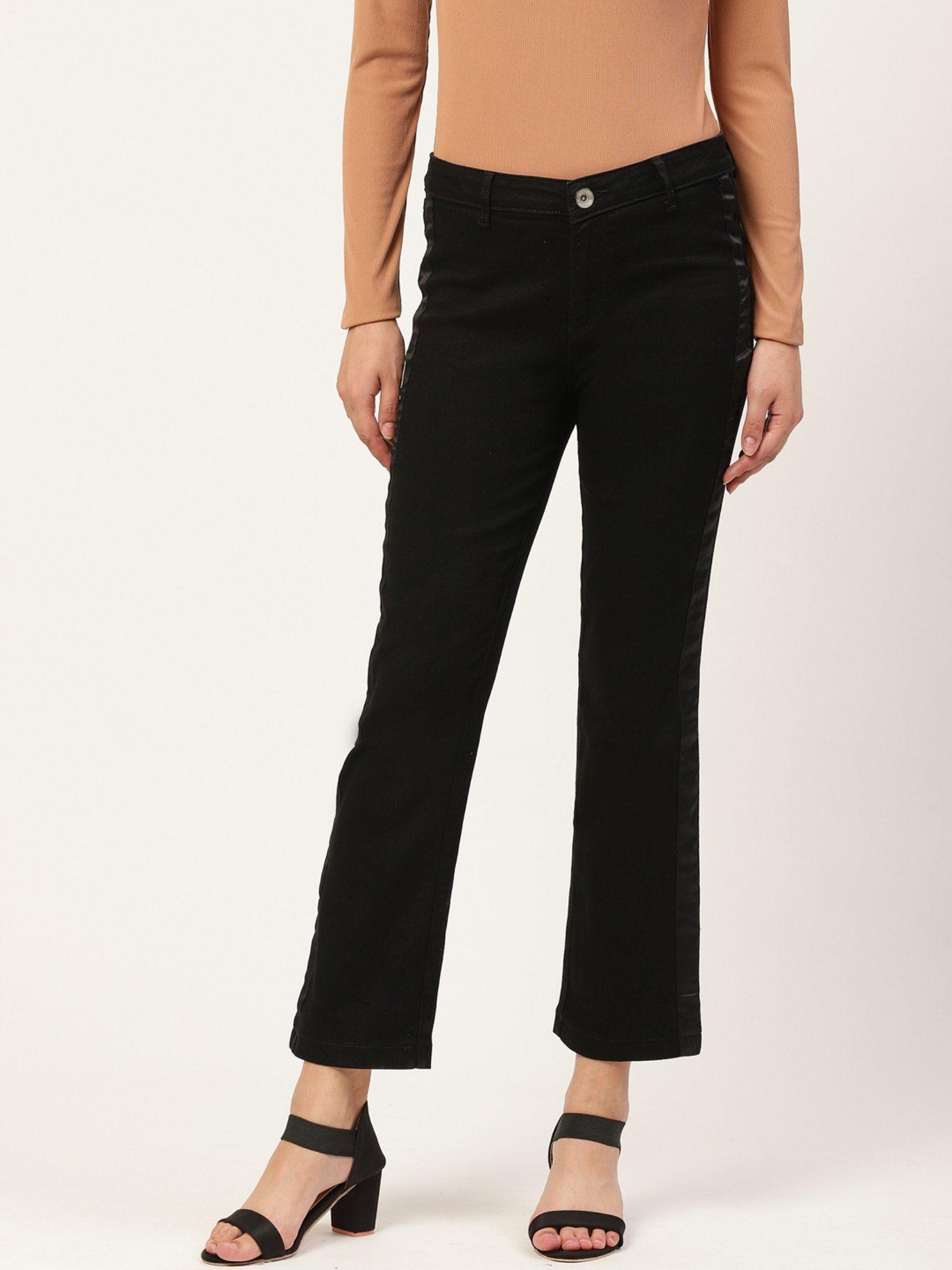 women black bootcut high-rise clean look stretchable cropped jeans