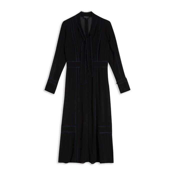 women black button through midi shirt dress