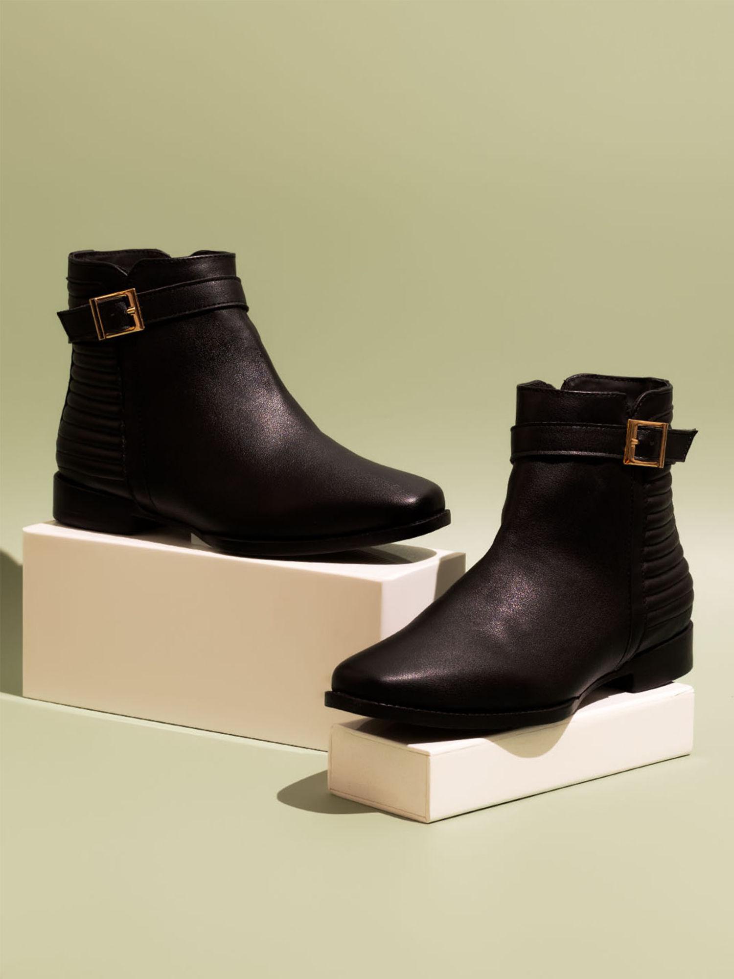 women black casual buckle boots