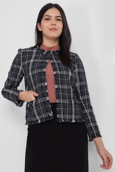 women black check casual jacket