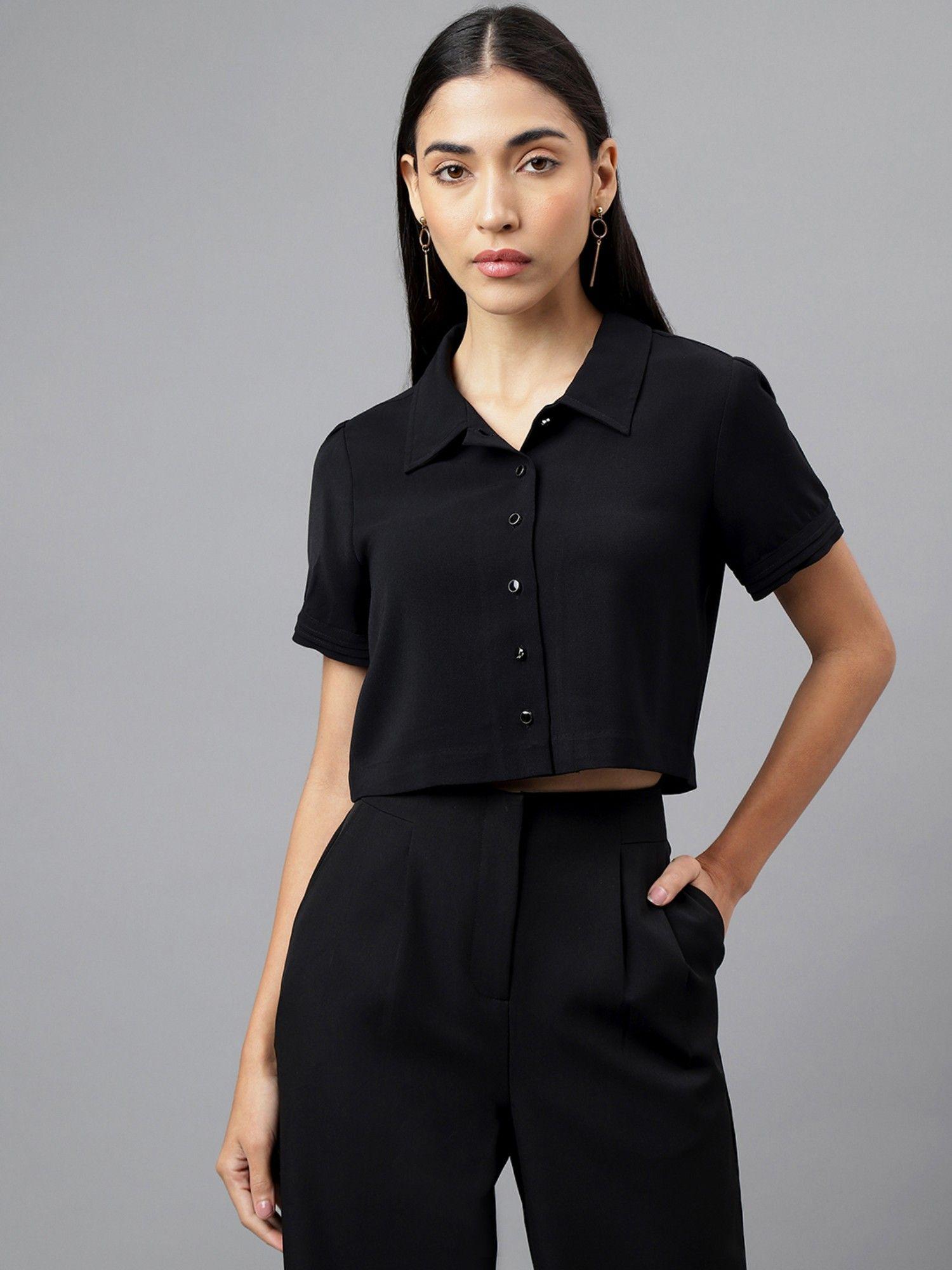 women black color solid shirt