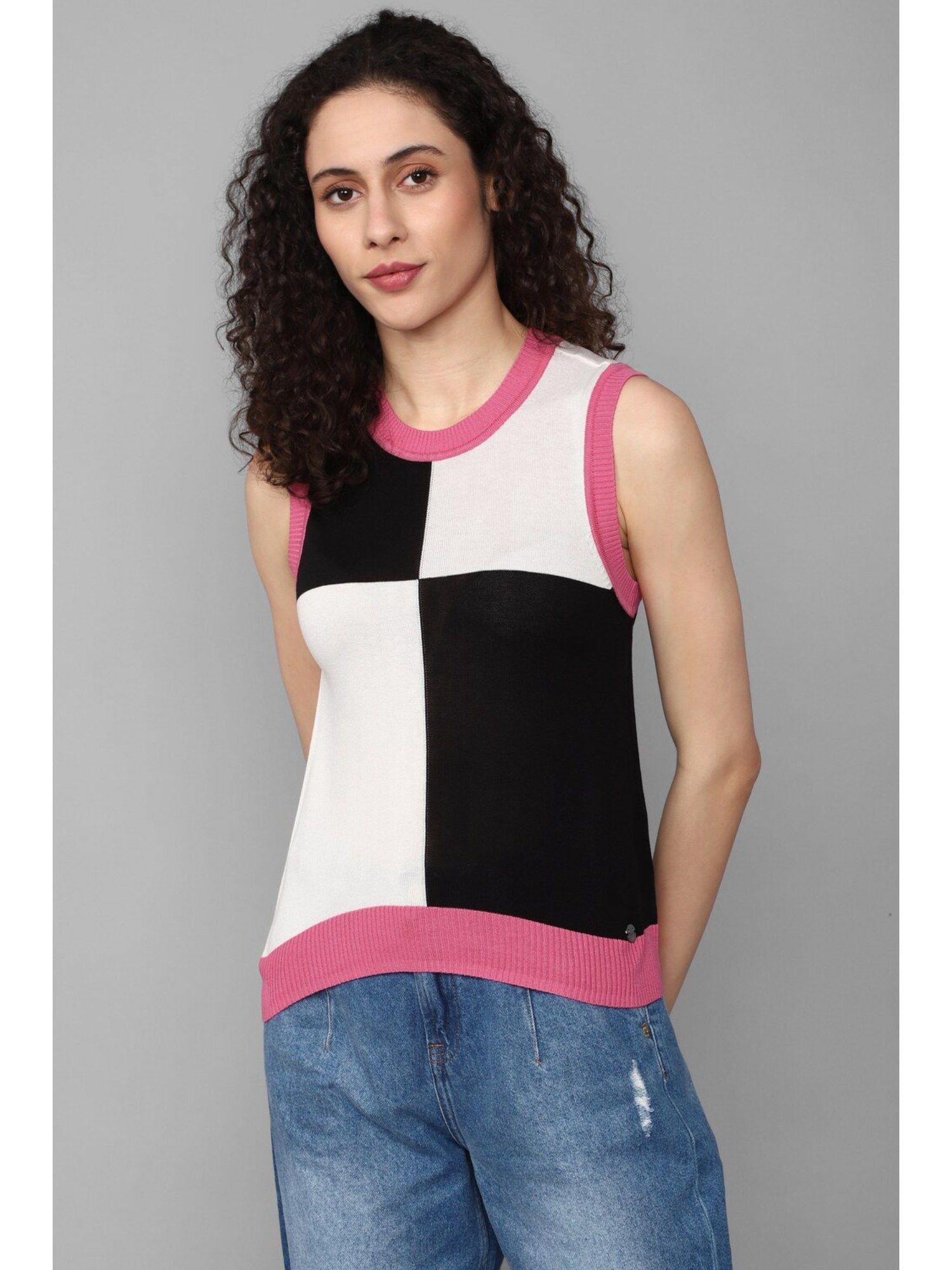 women black colorblock casual top