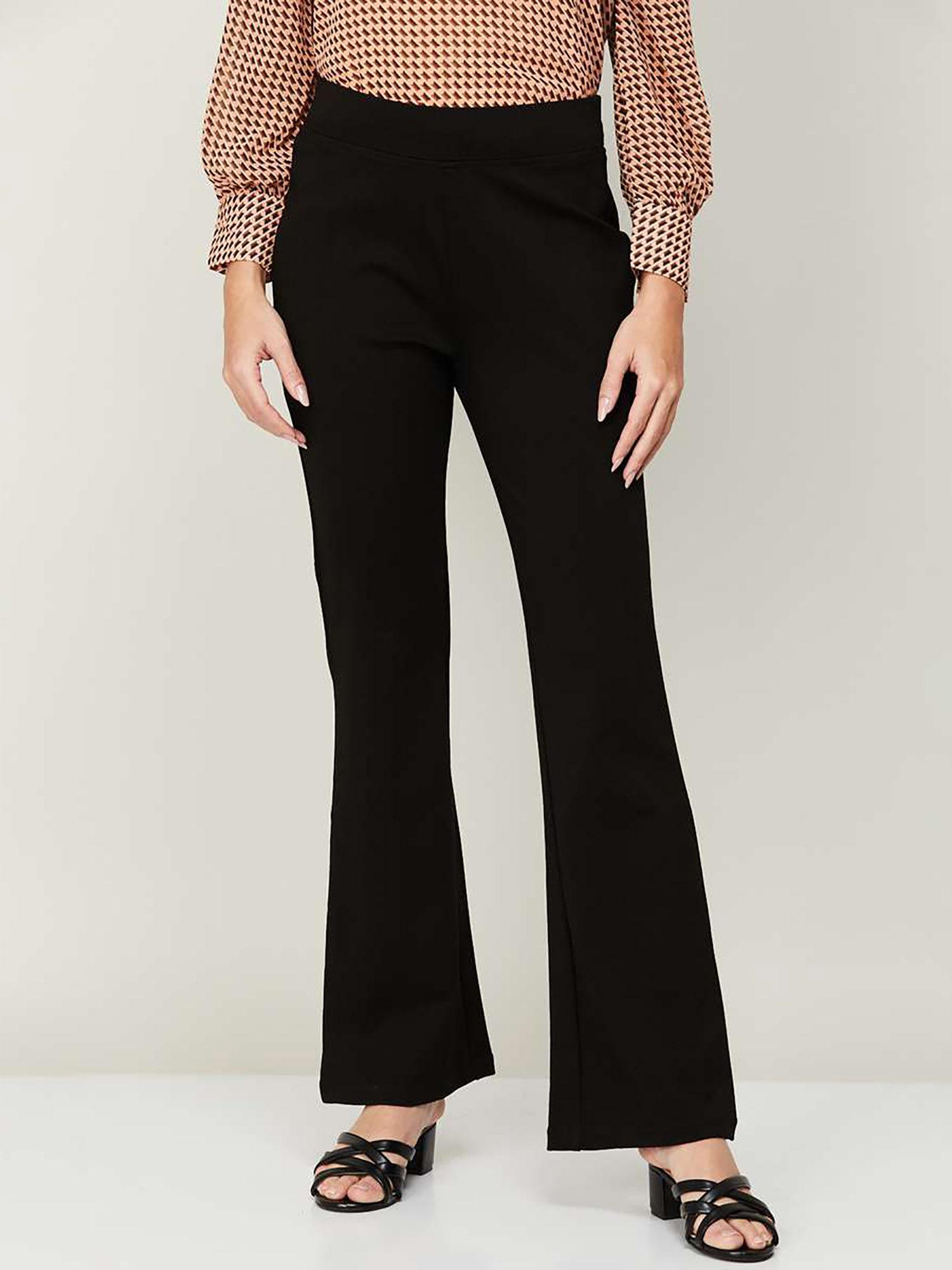 women black comfort flared high-rise trousers