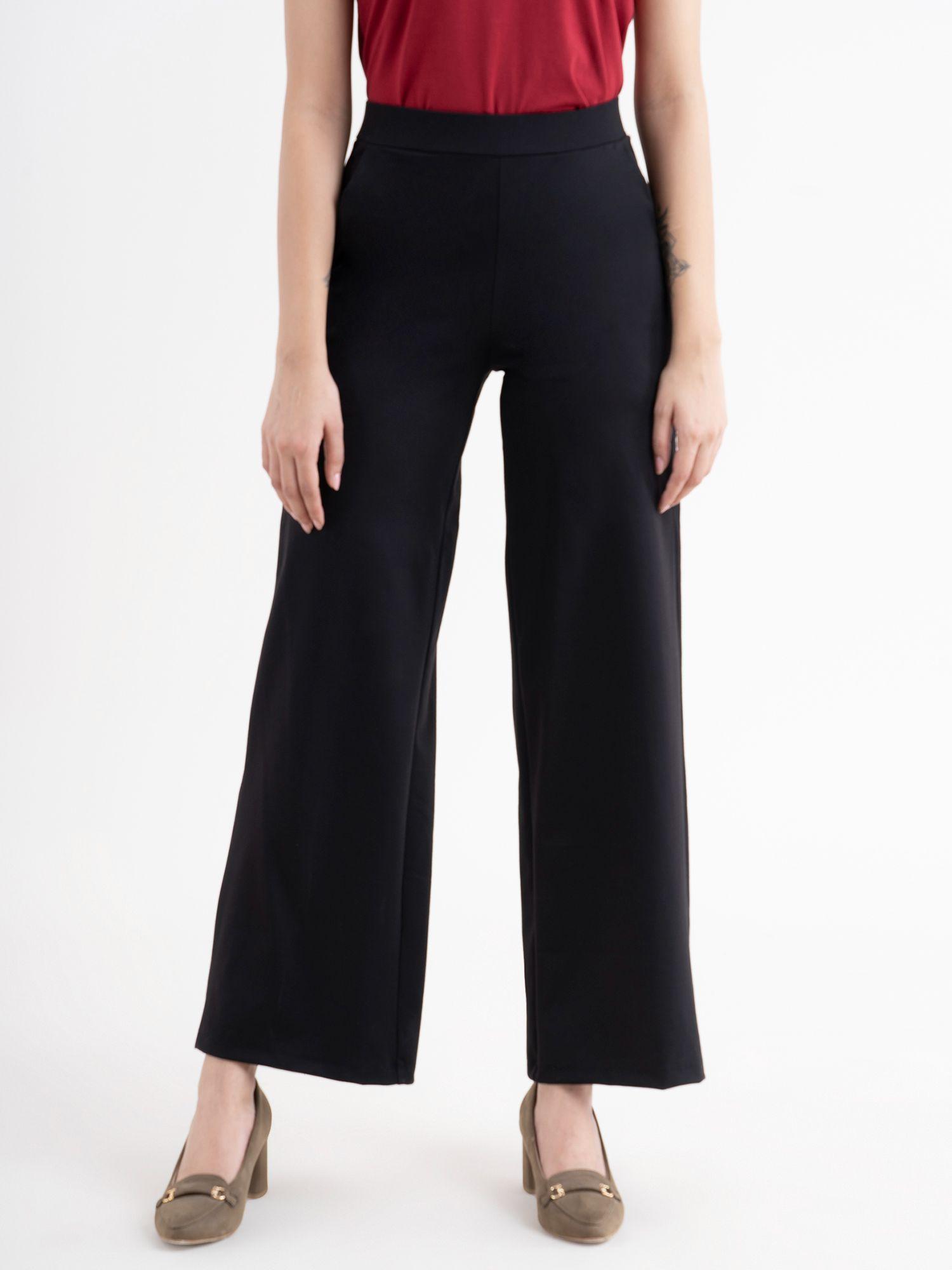 women black comfort livin air flared high-rise trousers - black