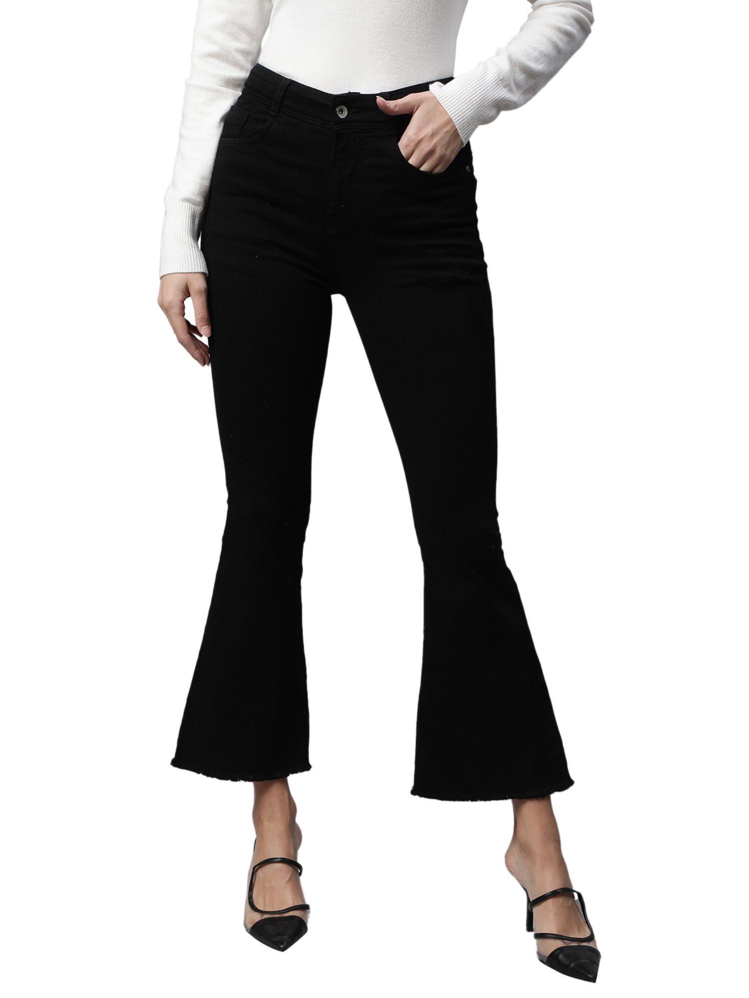 women black contemporary fit & flare high rise jeans