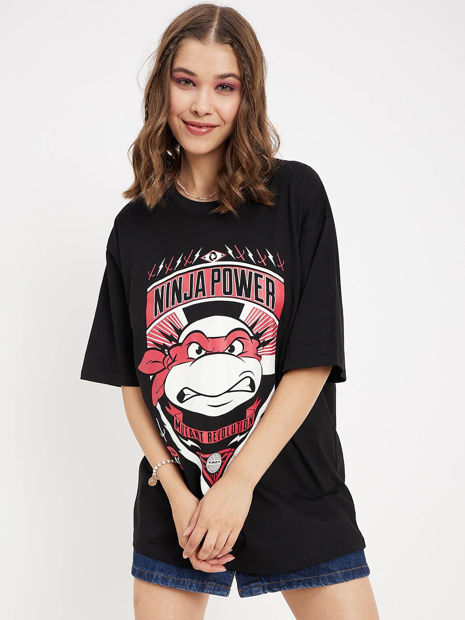 women black cotton graphic printed t-shirt