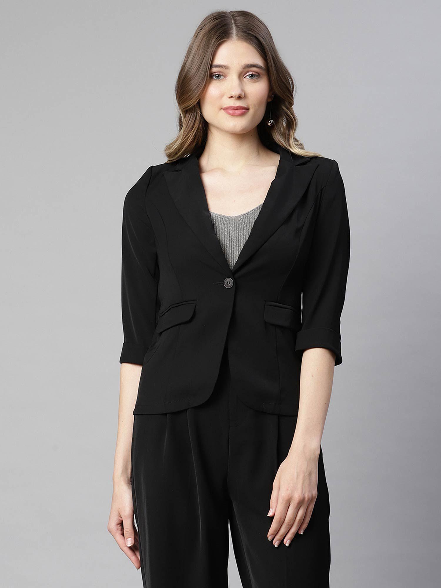 women black cotton plain coat