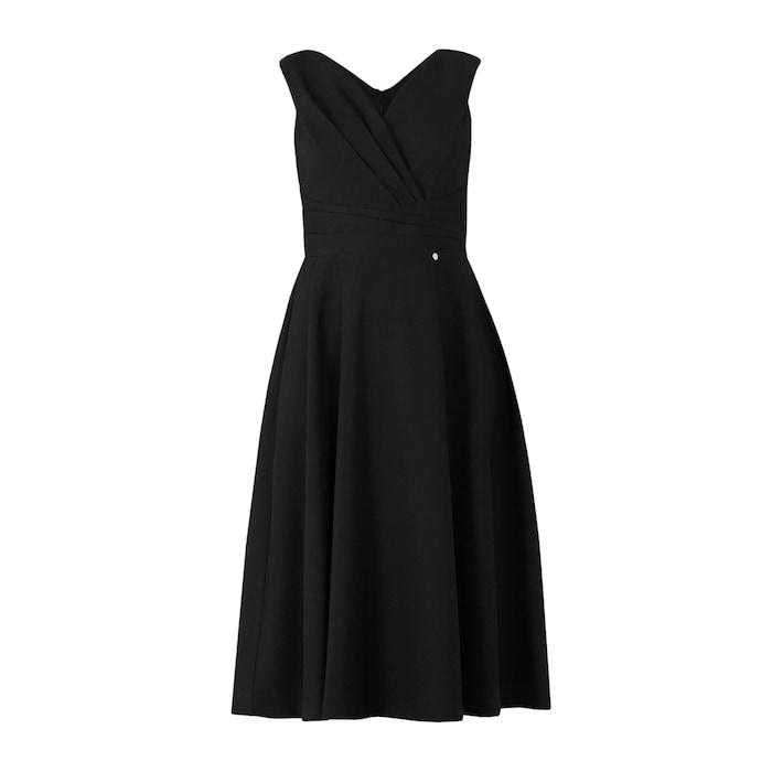 women black crossover detailed midi dress