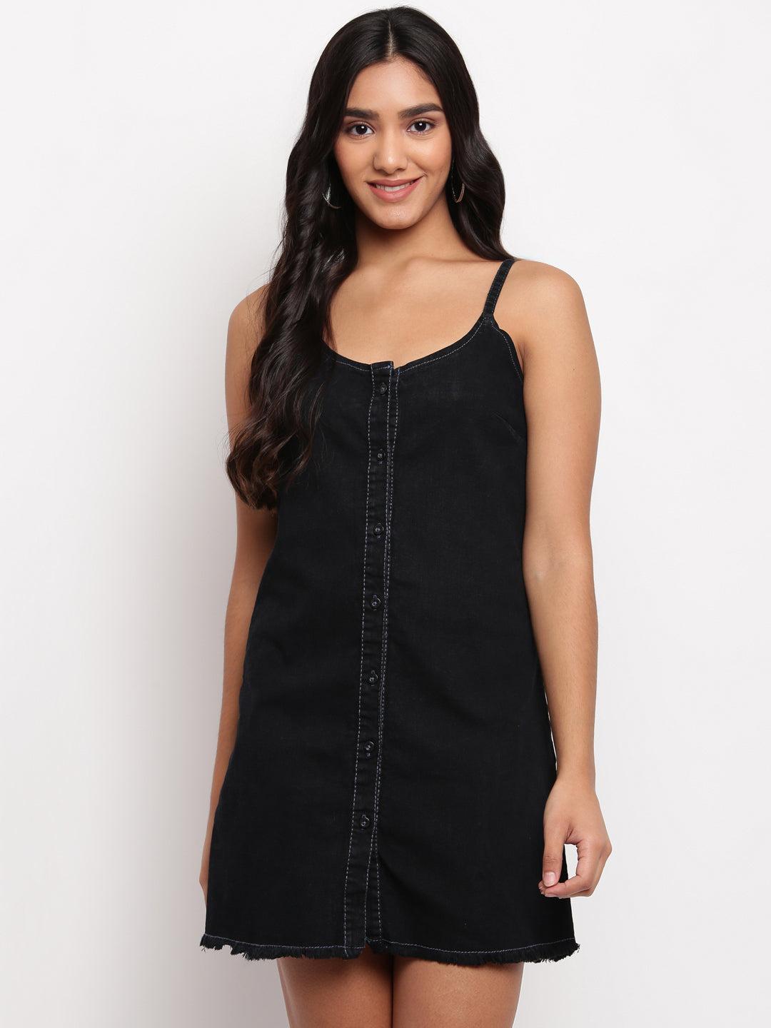 women black denim dress