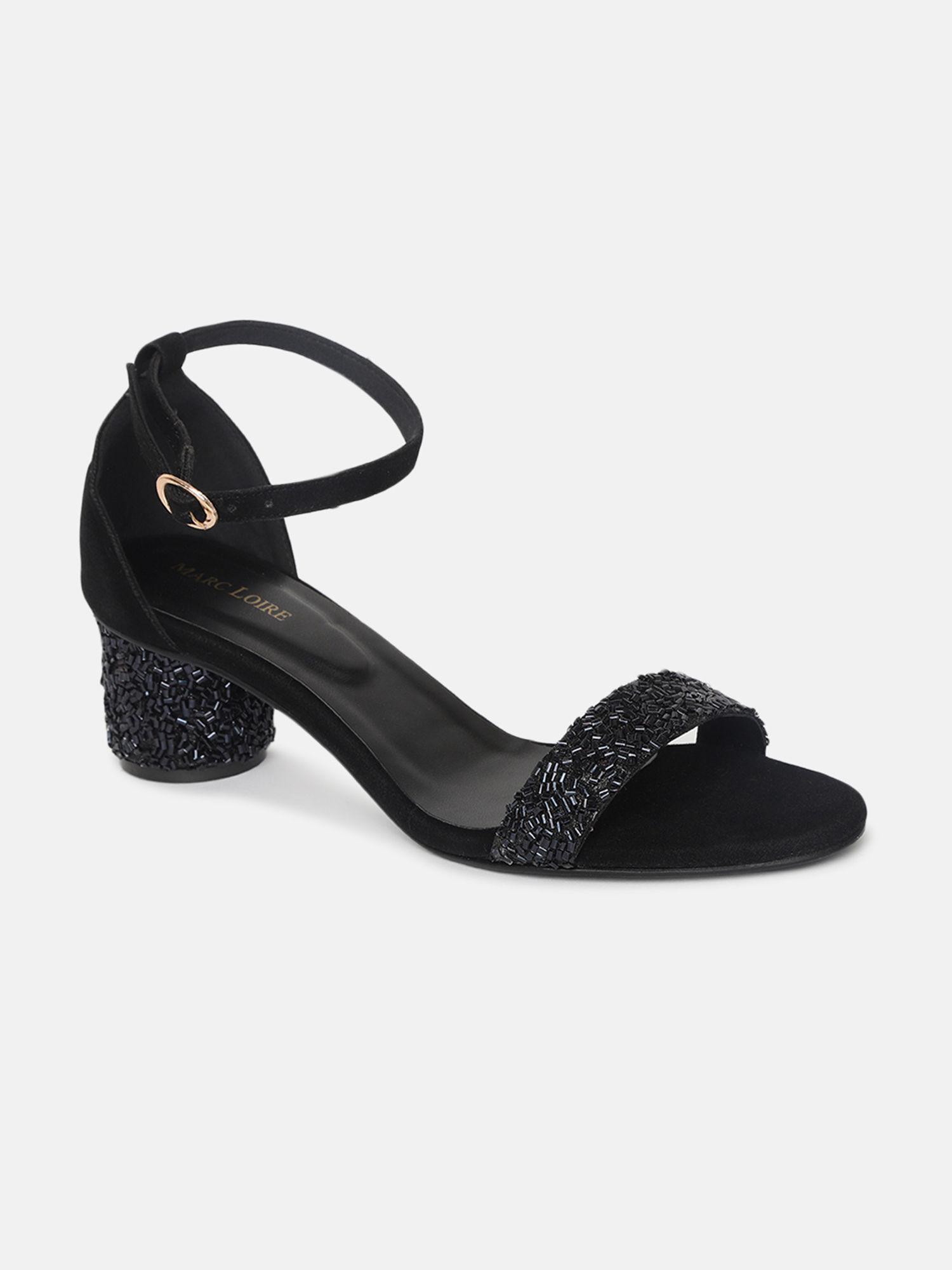 women black embellished casual heeled sandals