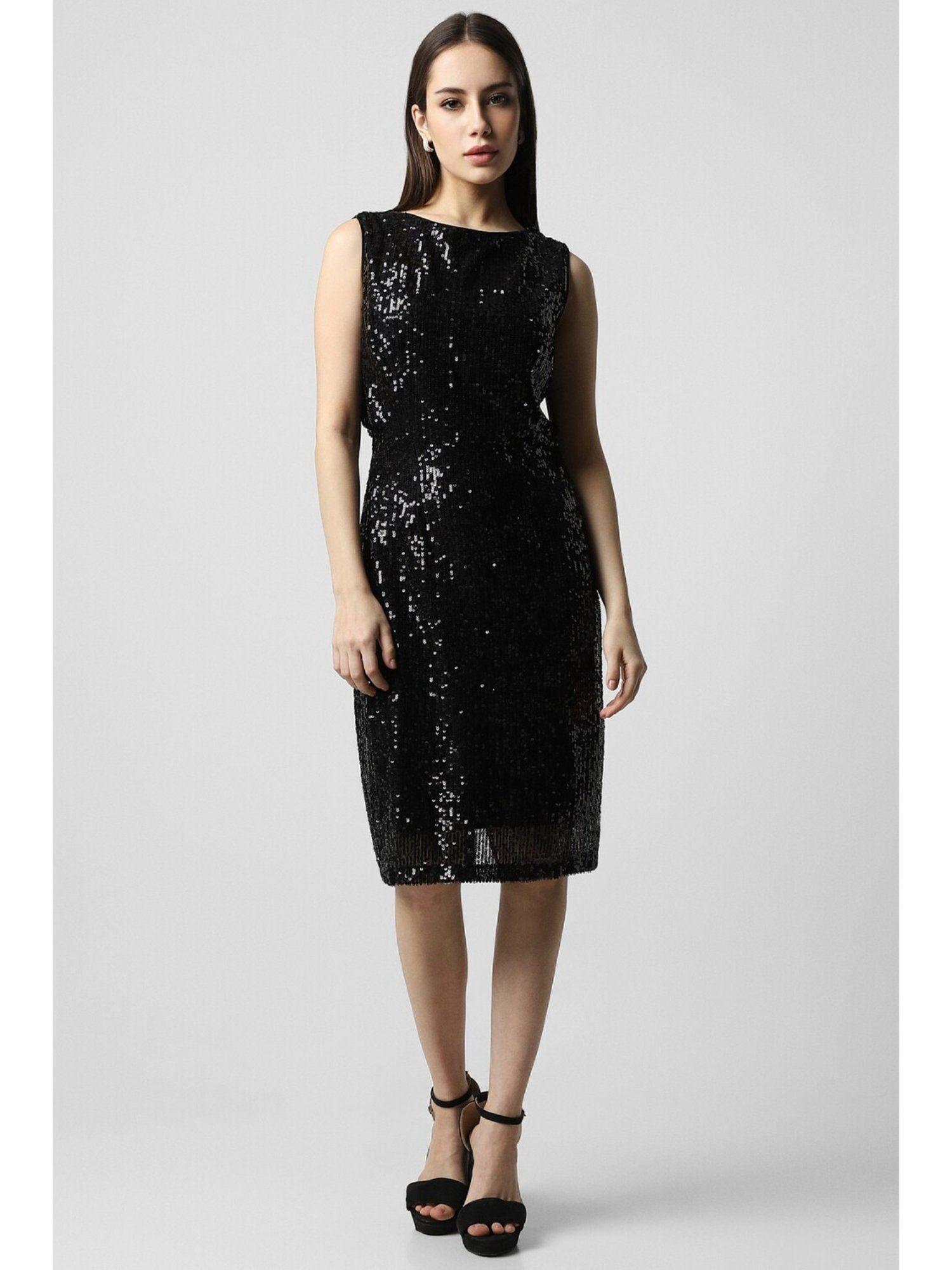 women black embellished knee length party dress