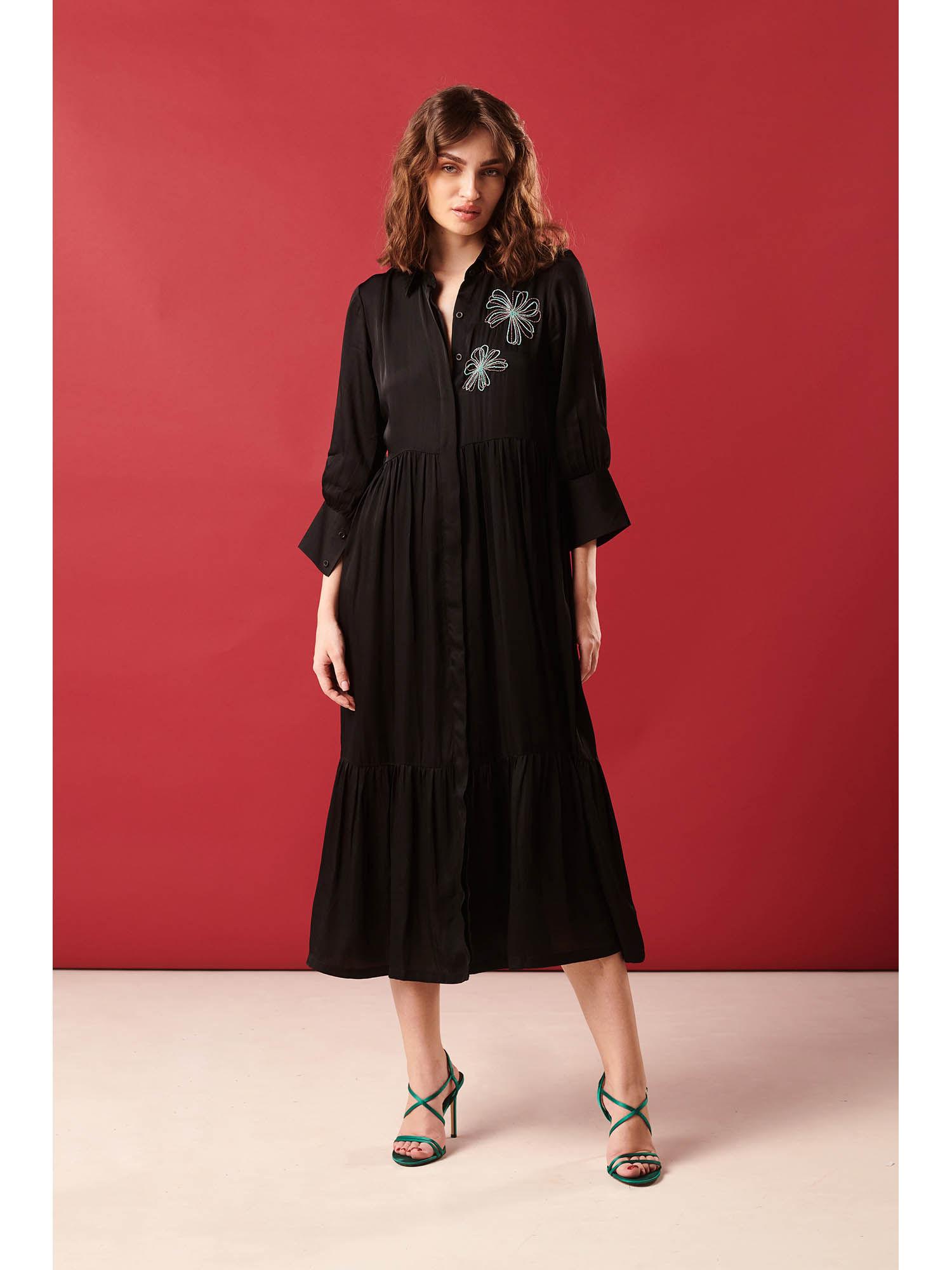 women black embellished midi dress