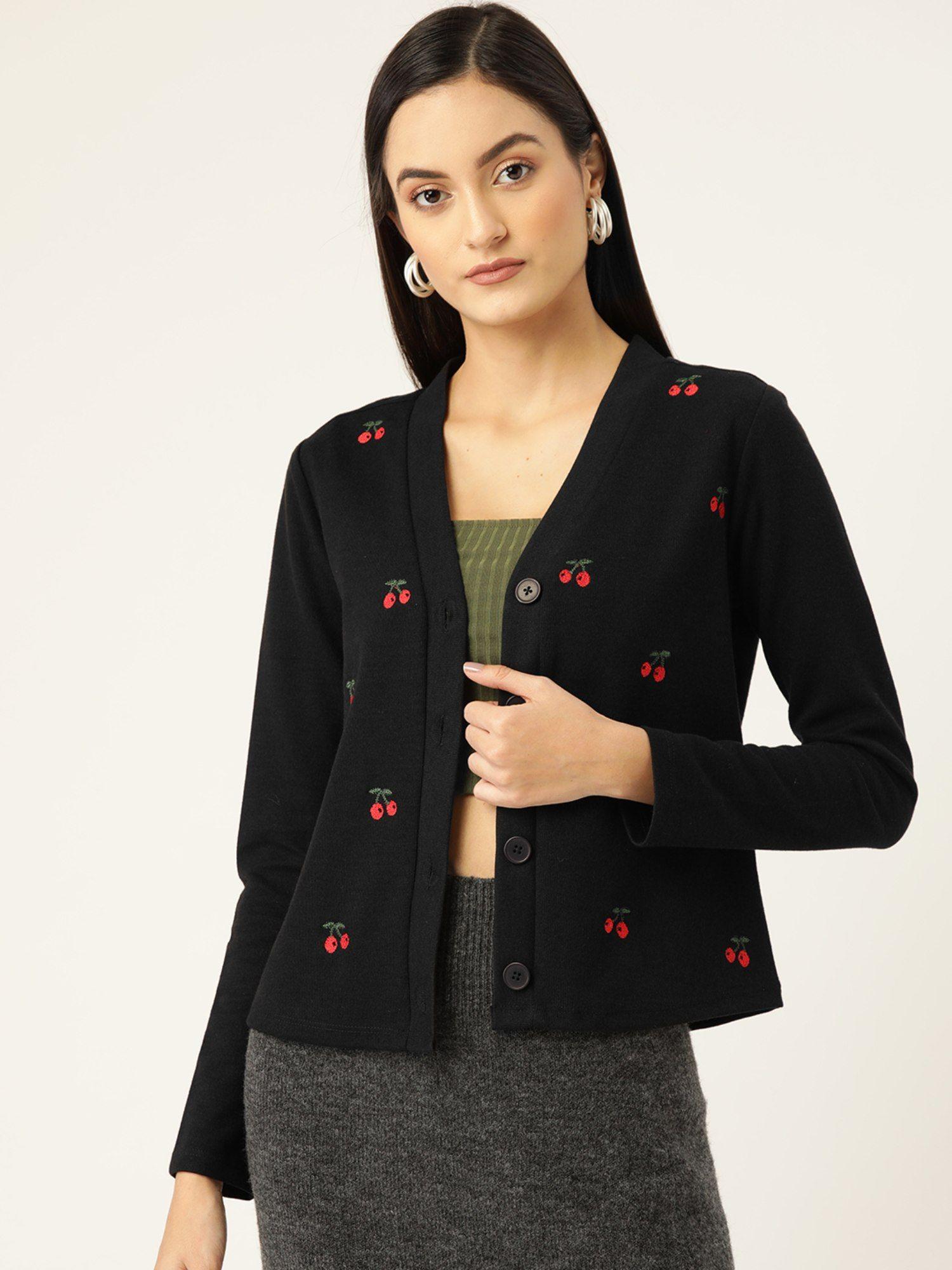 women black embroidered cardigan