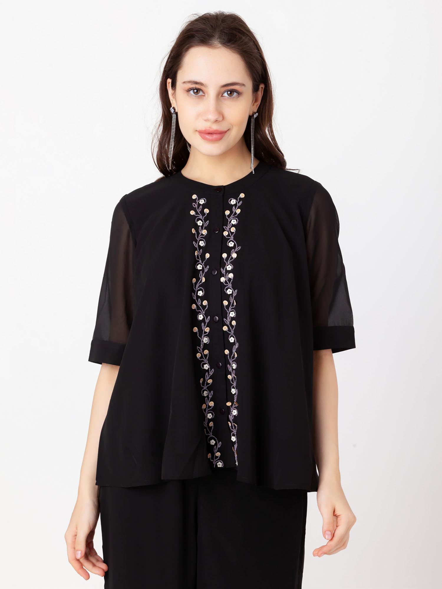 women black embroidered top