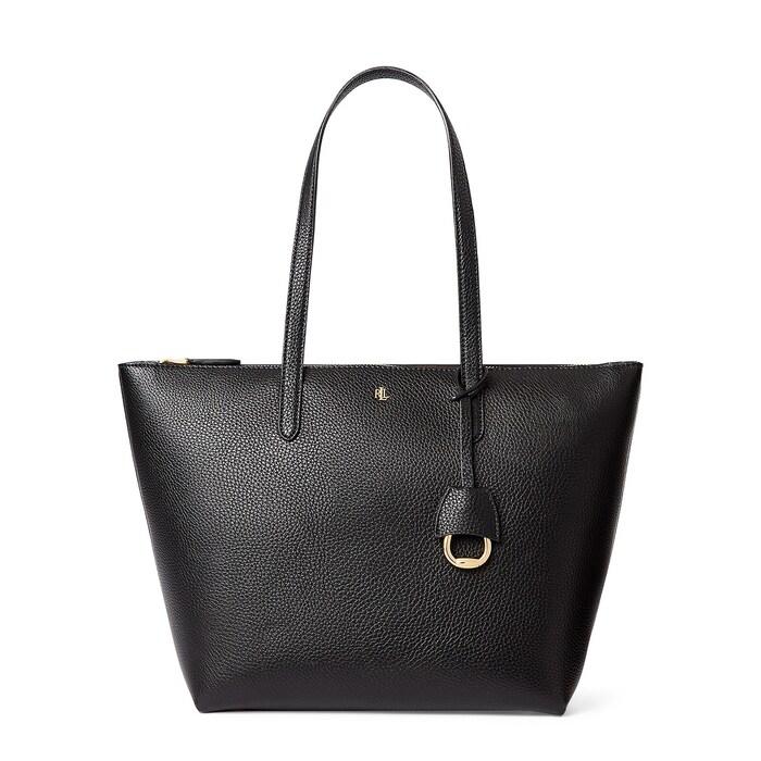 women black faux-leather small tote