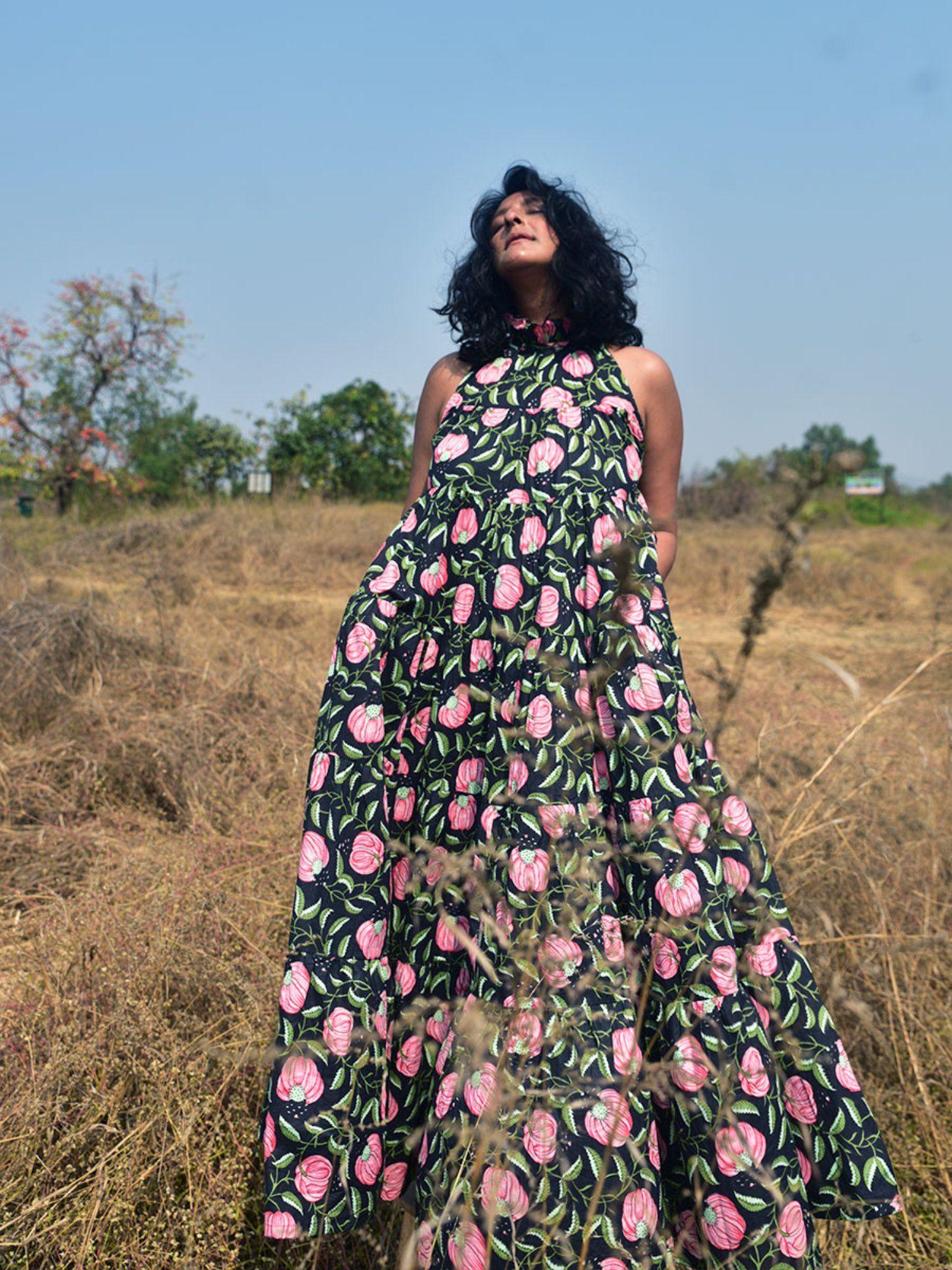 women black floral dress